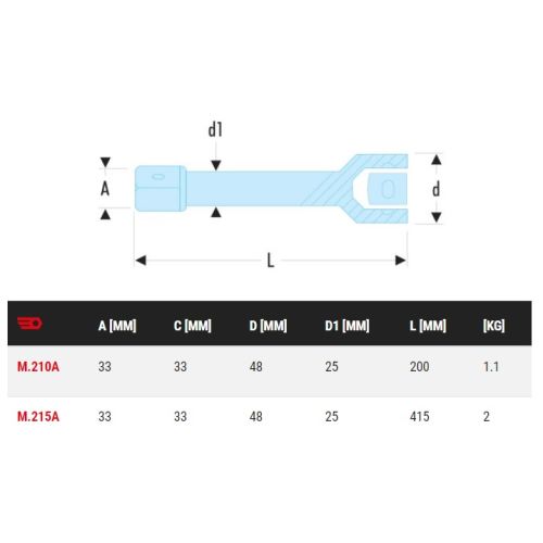 Rallonge 1'' longueur 415mm - FACOM - M.215A pas cher Secondaire 1 L