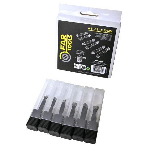 Ensemble de 6 forets pour tourillonneuse 6 - 8 - 10 mm FARTOOLS 115798 photo du produit Secondaire 1 L