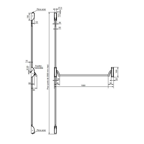 Antipanique CROSSE-BAR 1 pt L1000 CFPF Noir - VACHETTE - 18367000 pas cher Secondaire 4 L