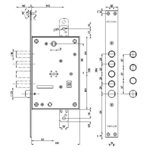 Serrure 3 points double panneton à larder réversible - MOTTURA - 52771DM28 pas cher Secondaire 1 L