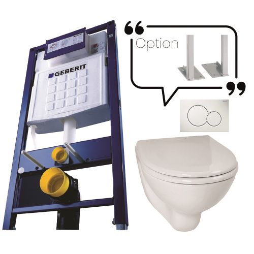 Bâti-support en applique + cuvette WC courte + abattant et plaque de commande sans jeu de pieds autoportant GEBERIT PROMO4 photo du produit