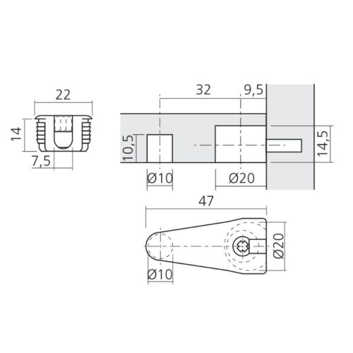 Boîtier excentrique DEFIX plastique blanc diamètre 20 + 10 mm panneau de 19 mm LMC BOI704419BL photo du produit