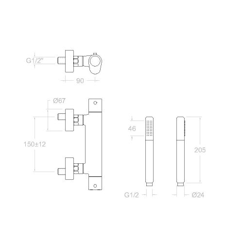 Mitigeur de douche thermostatique ALEXIA 3634DNC nickel brossé avec ensemble de douche - RAMON SOLER - 36D302658 pas cher Secondaire 1 L