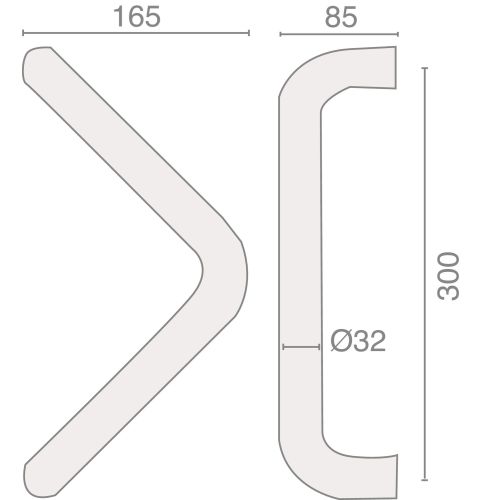 Poignée en V Série 401 inox 32x300mm - HERACLES - B-INOX-PT214 pas cher Secondaire 2 L