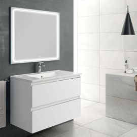 Meuble de salle de bain Cosynéo simple vasque à 2 tiroirs BALEA et miroir Led VELDI photo du produit Principale M