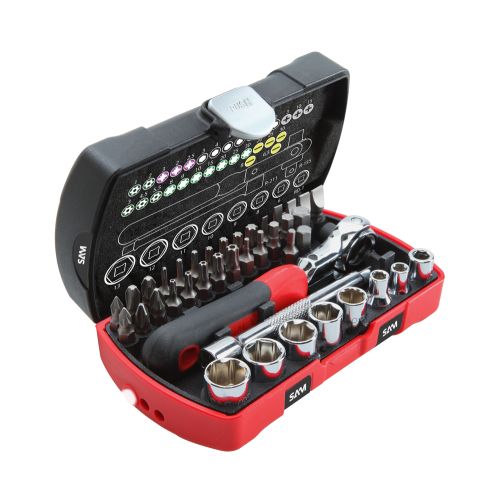 Coffret pocket serrage-vissage 40 outils 1/4'' - SAM OUTILLAGE - 73-R40 pas cher