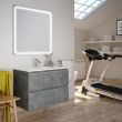 Meuble de salle de bain simple vasque 2 tiroirs BALEA et miroir Led VELDI ciment (gris) 70cm
 - COSYNEO - INGBALEA70VELDICIM pas cher