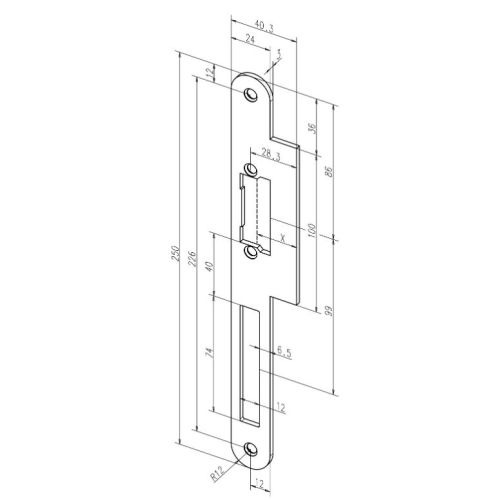 Têtière longue 67B HZ inox 40,3 mm pour bois EFF EFF 06-----67B35-01 photo du produit Secondaire 1 L