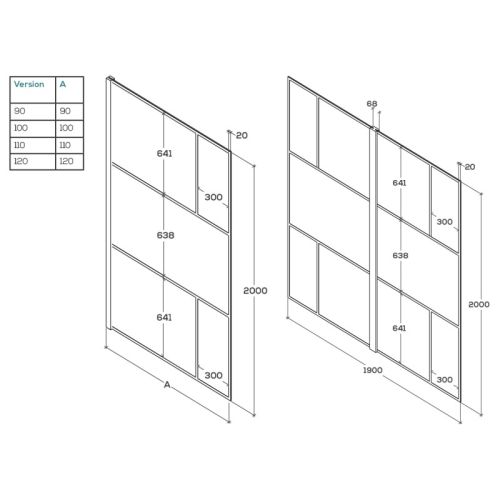 Paroi de douche ATELIA 100cm noir mat barre horizontale de maintien - CUISIBANE - PC-PIBL8-100H pas cher