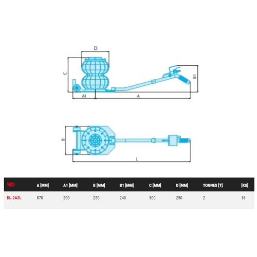 Cric pneumatique 2 t FACOM DL.2A2LPF photo du produit Secondaire 1 L