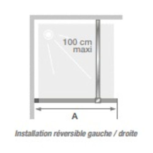 Paroi de douche simple SUPRA 3 SOLO 70cm chromé KINEDO PA5230CTN photo du produit Secondaire 2 L