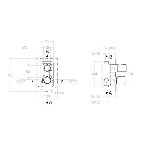 Mitigeur bain-douche à encastrer TZAR 341502SNC 2 voies - RAMON SOLER - 34C302383 pas cher Secondaire 1 L