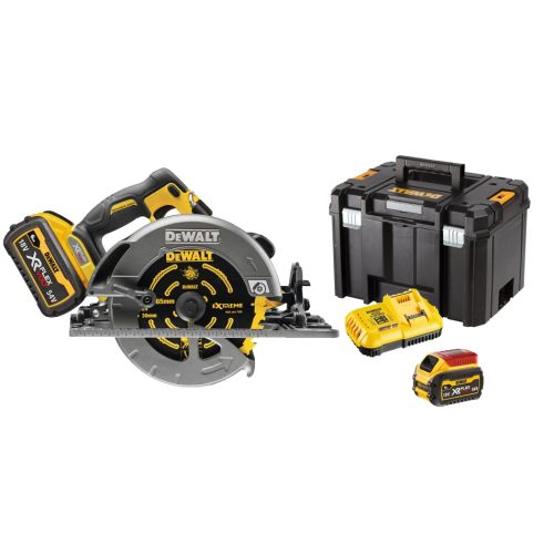 Scie circulaire 54 V  XR FLEXVOLT + 2 batteries 6 Ah + chargeur + coffret TSTAK DEWALT DCS579T2-QW photo du produit