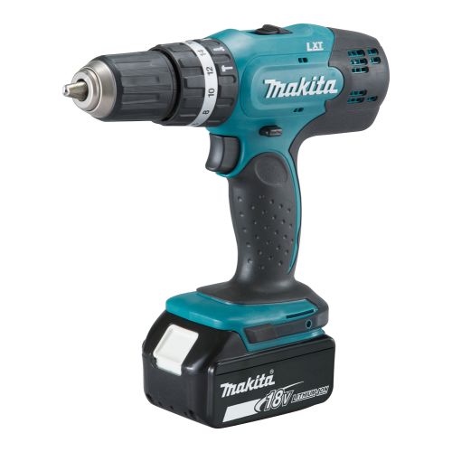 Perceuse visseuse à percussion 18 V Li-Ion LXT + 2 batteries 3 Ah + chargeur rapide + kit accessoires MAKITA DHP453RFX2 photo du produit