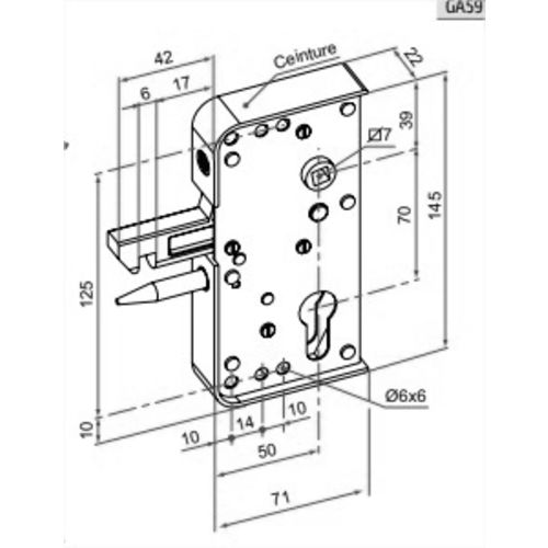 Serrure à crochet série GA pour portail coulissant - TIRARD - GA592304 pas cher Secondaire 2 L