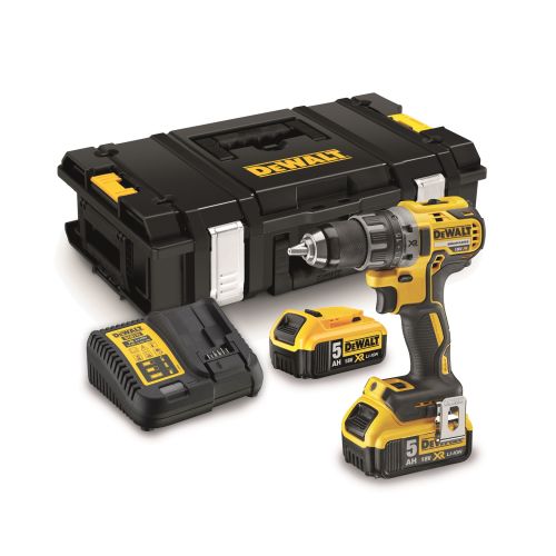 Perceuse visseuse 18 V XR + 2 batteries 5 Ah + chargeur + coffret TSTAK DEWALT DCD791P2-QW photo du produit