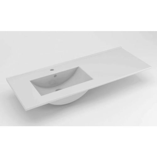 Meuble de salle de bain HARO 120cm sur pieds avec vasque déporté sans miroir portes et tiroirs blanc - COSYNEO - NILHARO120DBLAB pas cher Secondaire 3 L