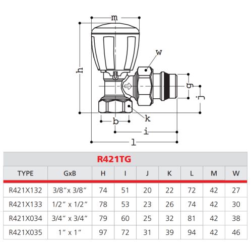 Robinet de radiateur thermostatique équerre 3/8'' GIACOMINI R421X132 photo du produit Secondaire 1 L