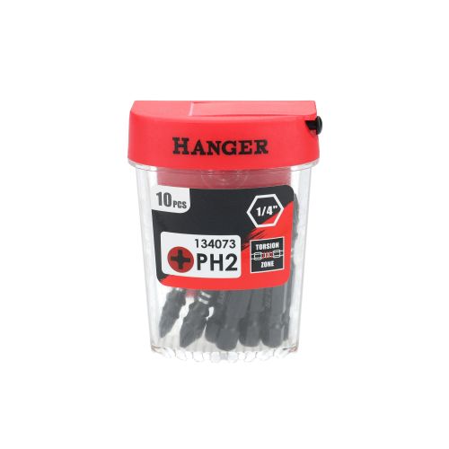 Boite de 10 embouts impact 1/4'' cruciforme PH2 longueur 50mm - HANGER - 134073 pas cher Secondaire 6 L