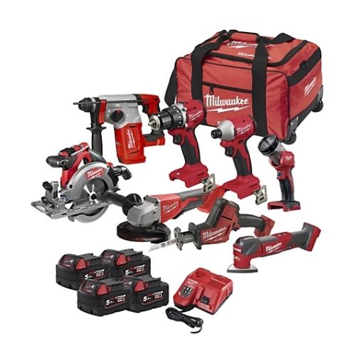 Pack 18 V 8 outils + 4 batteries 5.0 Ah + chargeur MILWAUKEE TOOLS 4933498562 photo du produit