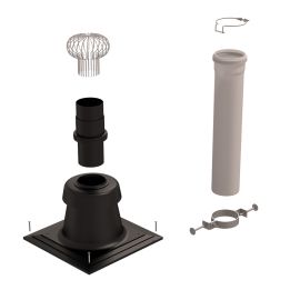 Kit entrée plafond B22p-B23p CHEMILUX Ubbink D110 noir pour flexible - 100019 photo du produit Principale M