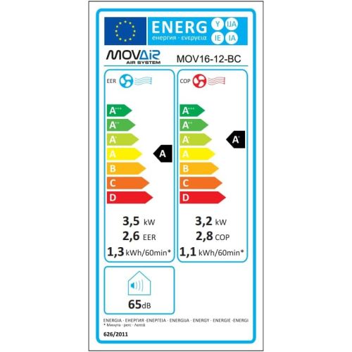 Climatiseur mobile blanc 12000 BTU r&eacute;versible MOVAIR MOV16-12-BC photo du produit Secondaire 2 L