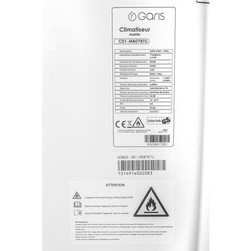 Climatiseur mobile froid seul 7165 BTU (2.1 KW) - GARIS - C01-MB07BTU pas cher Secondaire 7 L