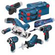 Pack 7 outils sans fil Bosch (GSR+GSA+GLI+GOP+GWS+GDR+GKS) 12 V + 3 batteries 2.0 Ah + L-BOXX photo du produit