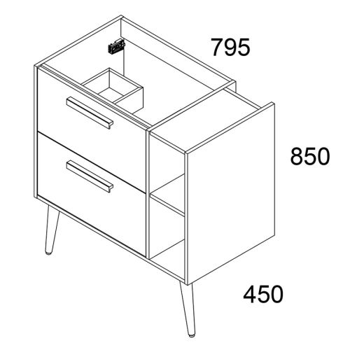 Meuble de salle de bain vasque déportée 2 tiroirs MALIA et miroir Led VELDI blanc 80cm - COSYNEO - MALMALIA80VELDIBLA pas cher Secondaire 2 L