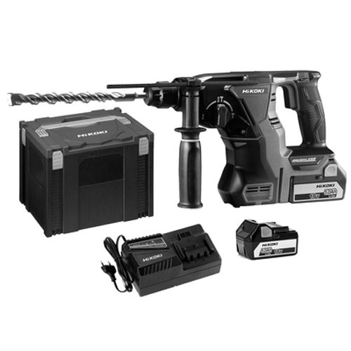 Perforateur SDS Plus 18V 2,6J + 2 batteries 5Ah + chargeur + coffret HITCASE - HIKOKI - DH1826DAWPZ pas cher