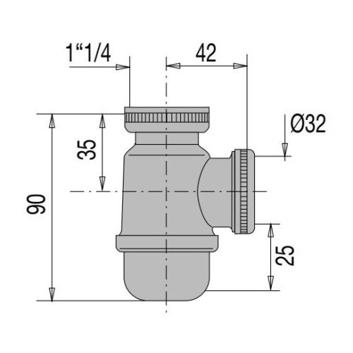 Siphon bidet chrome sortie D32mm non réglable - VALENTIN - 15630000000 pas cher Secondaire 3 L