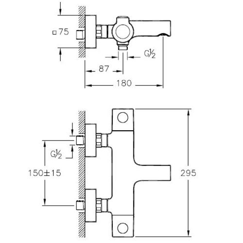 Mitigeur bain-douche thermostatique AQUAHEAT design rond C3 - VITRA - A47157EKM pas cher Secondaire 1 L