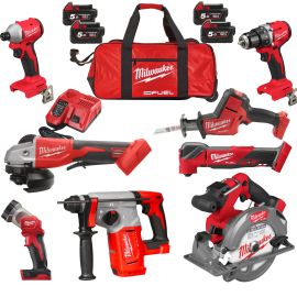 Pack 8 outils 18V Milwaukee M18 FPP8H-504B + 4 batteries 5Ah + chargeur en sac de transport - 4933500111 photo du produit Principale M