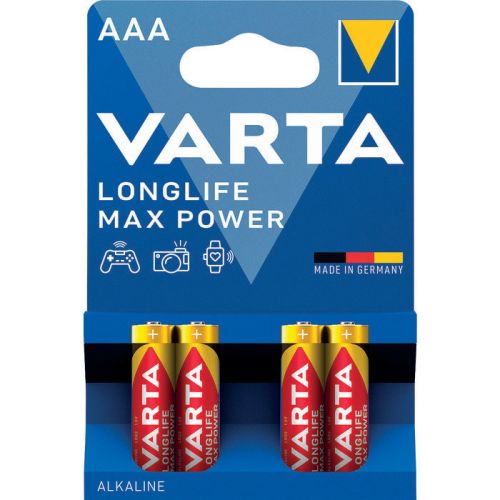 Blister de 4 piles LONGLIFE Max Power LR03 AAA 1,5V - VARTA - 4703110404 pas cher