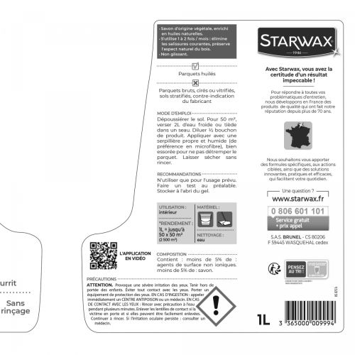 Savon d’entretien 1l pour parquets huilés - STARWAX - 999 pas cher Secondaire 1 L