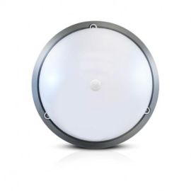 Hublot LED RONDO Miidex Lighting avec d&eacute;tecteur infrarouge D300 mm 18 W 1450 Lm 4500 K IP65 gris anthracite - 779004 photo du produit Principale M