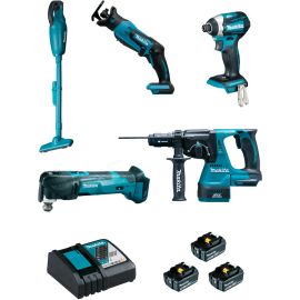 Pack 5 outils 18V Makita (DTD154 + DJR183 + DHR243 + DTM51 + DCL180) + 3 batteries 5 Ah + chargeur + coffret Makpac - DLX5045TJ photo du produit Principale M