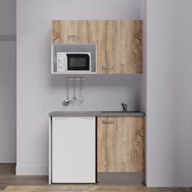 Kitchenette 120cm K07L-PT Cuisibane avec plan de travail et évier, emplacements frigo et micro-ondes pas cher Principale M