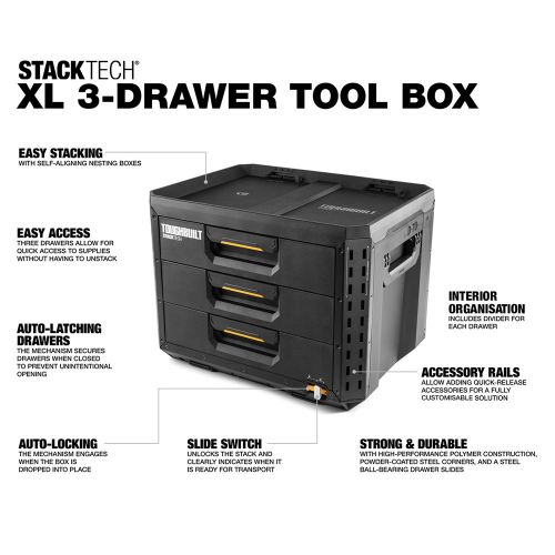 Boite &agrave; outils STACKTECH XL 3 tiroirs - TOUGHBUILT - TB-B1-D-70-3 pas cher Secondaire 3 L