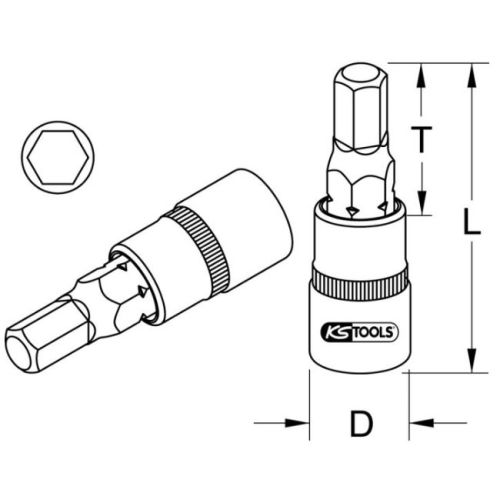 Douille tournevis 6 pans pour étrier de frein 7 mm KS TOOLS 150.2227 photo du produit Secondaire 1 L