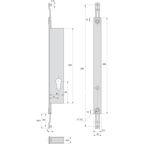 Serrure 2 points pour cylindre coffre de 30 mm variaxe - STREMLER - 2253.30.0 pas cher Secondaire 3 L