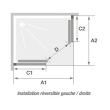 Accès d'angle coulissant SUPRA II A 100x80 profilé blanc KINEDO PA5007BTN photo du produit Secondaire 1 S