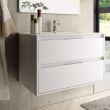 Meuble de salle de bain 80cm simple vasque 3 tiroirs sans miroir IRIS blanc - COSYNEO - SIRIRIS80BLAB pas cher