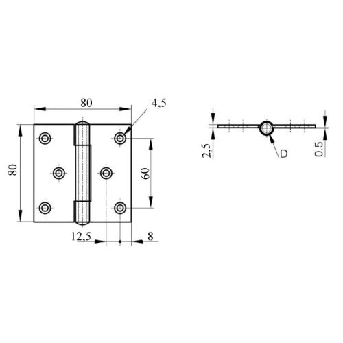 Charnière à noeud roulé inox 304 80x80x25/10mm - PINET - 5213617 pas cher Secondaire 1 L