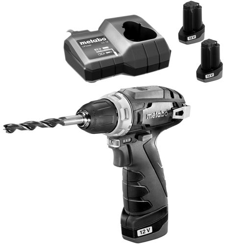 Perceuse-visseuse 12V Powermaxx 10 mm + 2 batteries 2Ah + chargeur + boîte carton - METABO - 600984000 pas cher