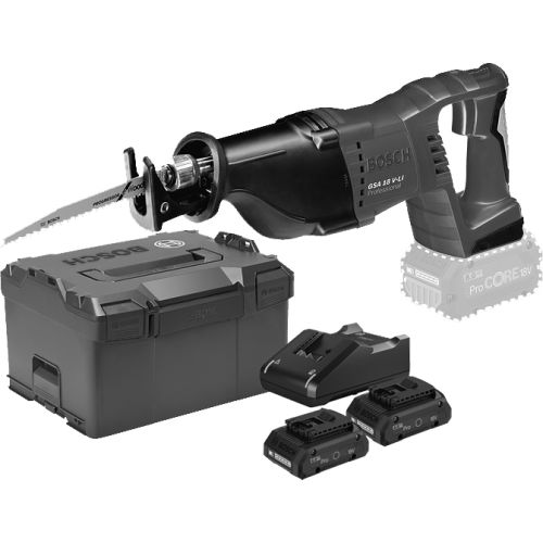 Scie sabre 18V GSA 18V-LI + 2 batteries ProCore 18 V 4 Ah + chargeur + L-Boxx - BOSCH - 060164J00Q pas cher