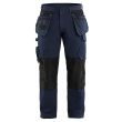 Pantalon maintenance+stretch poches flottantes bleu marine foncé/jaune fluo T48L - BLÅKLÄDER - 149613308633C154 pas cher