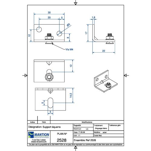 Support équerre Mantion pour fixation murale du rail CADETTE 2528 photo du produit Secondaire 1 L