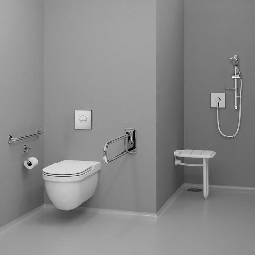 Si&egrave;ge de douche mural rabattable pour handicap&eacute; et PMR 407x360x480mm - DELABIE - 510400 pas cher Secondaire 3 L