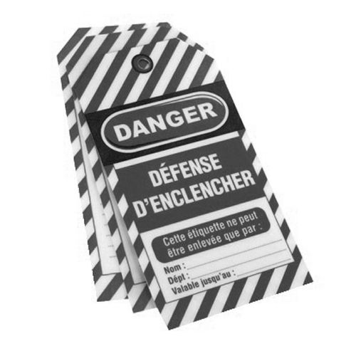 Lot de 10 &eacute;tiquettes de consignation ''D&eacute;fense d'enclencher'' - FTH THIRARD - 091134 pas cher Secondaire 1 L